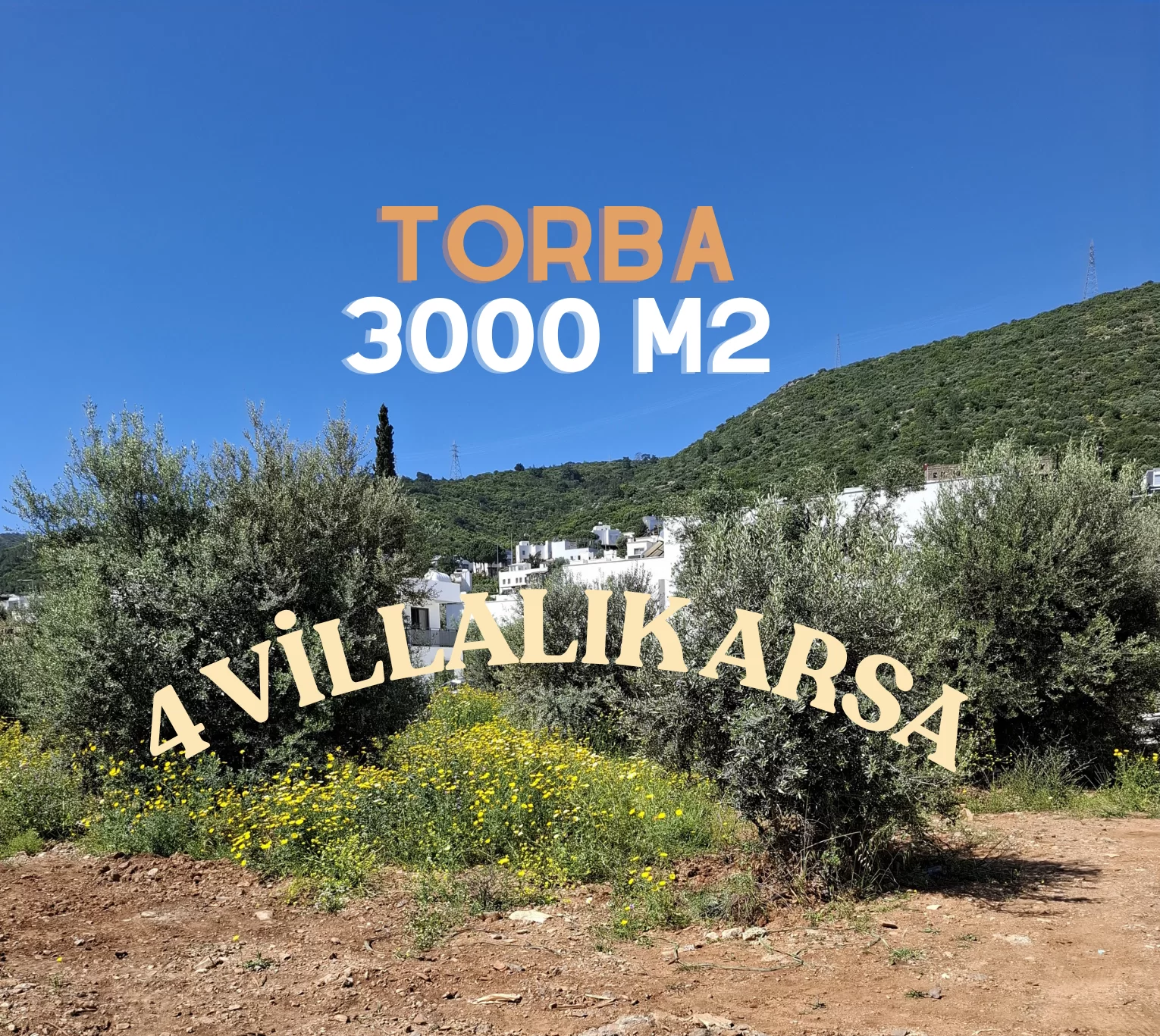 4 VİLLALIK TORBA’DA 3 DÖNÜM DENİZE YAKIN KONUT İMARLI YATIRIMLIK ARSA