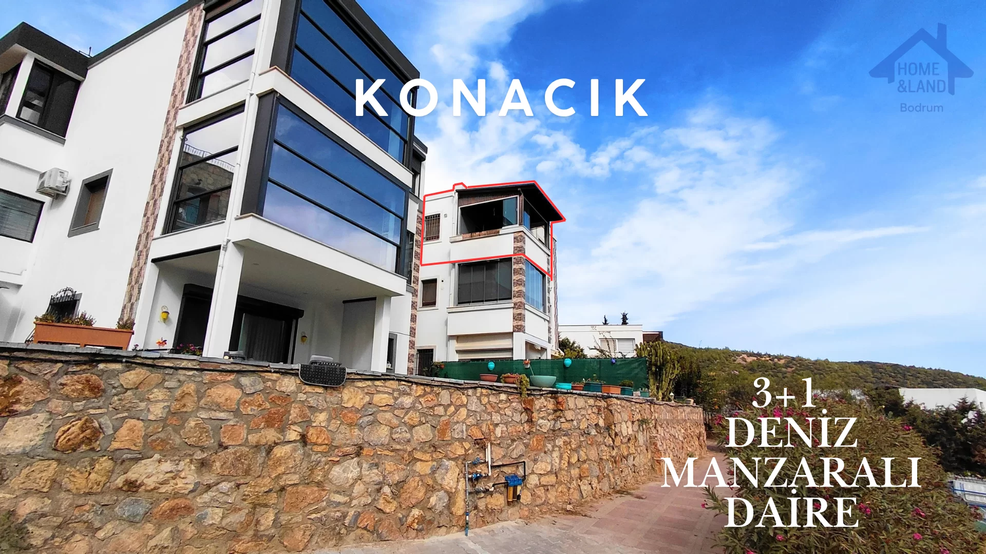 KONACIK'TA FULL DENİZ MANZARALI, MERKEZİ KONUMDA SATILIK 3+1 DAİRE
