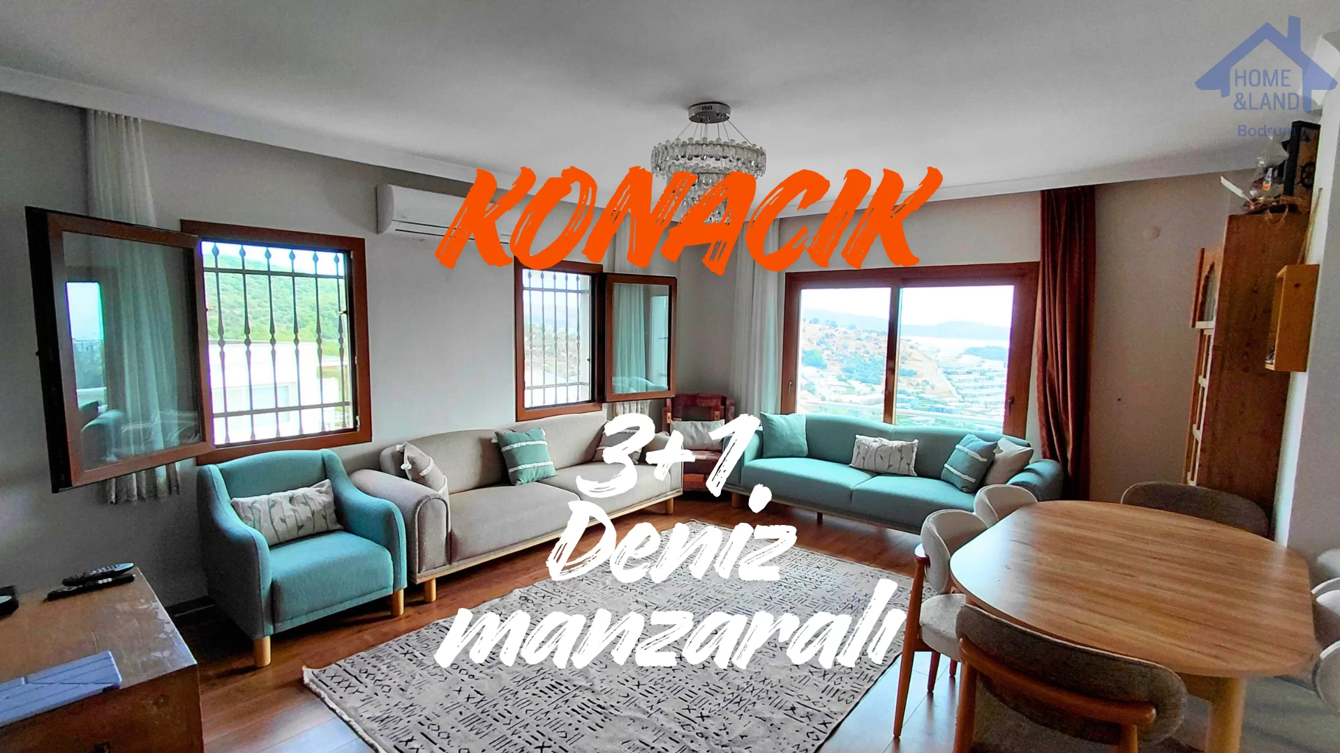 KONACIK'TA FULL DENİZ MANZARALI, MERKEZİ KONUMDA SATILIK 3+1 DAİRE